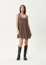 AFENDS Womens Hometown Jesse - Seersucker Mini Dress - Coffee - Afends womens hometown jesse   seersucker mini dress   coffee