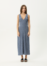 AFENDS Womens Shipwreck - Seersucker Maxi Dress - Marlin - Afends womens shipwreck   seersucker maxi dress   marlin