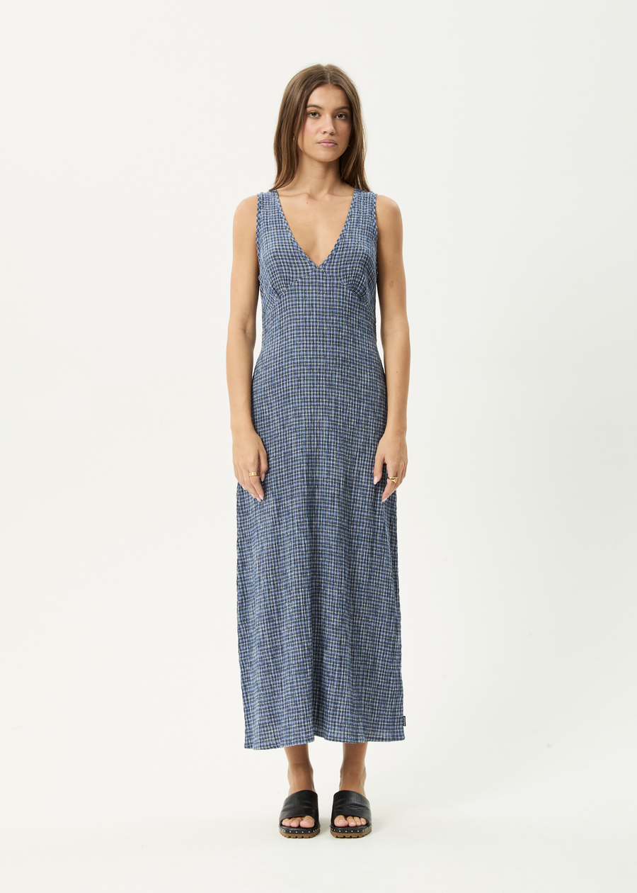 AFENDS Womens Shipwreck - Seersucker Maxi Dress - Marlin