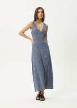 AFENDS Womens Shipwreck - Seersucker Maxi Dress - Marlin - Afends womens shipwreck   seersucker maxi dress   marlin
