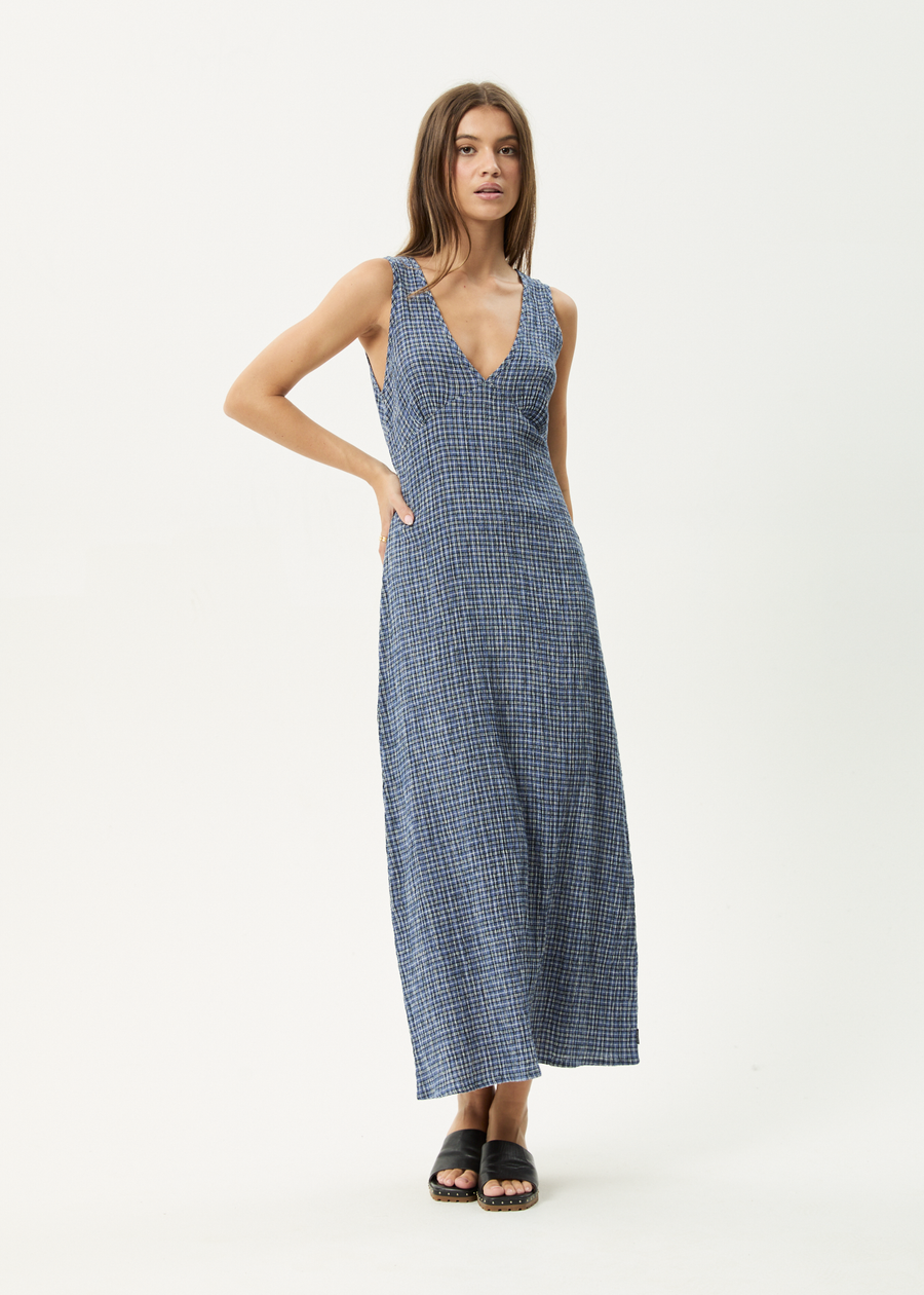 AFENDS Womens Shipwreck - Seersucker Maxi Dress - Marlin