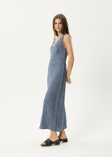AFENDS Womens Shipwreck - Seersucker Maxi Dress - Marlin - Afends womens shipwreck   seersucker maxi dress   marlin