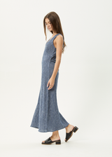 AFENDS Womens Shipwreck - Seersucker Maxi Dress - Marlin - Afends womens shipwreck   seersucker maxi dress   marlin