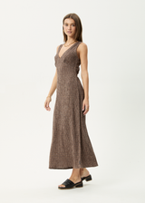 AFENDS Womens Hometown - Seersucker Maxi Dress - Coffee - Afends womens hometown   seersucker maxi dress   coffee