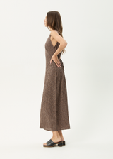 AFENDS Womens Hometown - Seersucker Maxi Dress - Coffee - Afends womens hometown   seersucker maxi dress   coffee