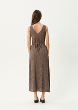 AFENDS Womens Hometown - Seersucker Maxi Dress - Coffee - Afends womens hometown   seersucker maxi dress   coffee