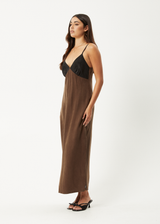 AFENDS Womens Giselle - Cupro Maxi Dress - Coffee - Afends womens giselle   cupro maxi dress   coffee 