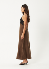 AFENDS Womens Giselle - Cupro Maxi Dress - Coffee - Afends womens giselle   cupro maxi dress   coffee 