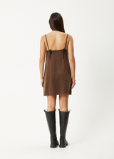 AFENDS Womens Giselle - Cupro Mini Dress - Coffee - Afends womens giselle   cupro mini dress   coffee 