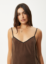 AFENDS Womens Giselle - Cupro Mini Dress - Coffee - Afends womens giselle   cupro mini dress   coffee 