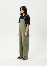AFENDS Womens Fraser - Utility Overall - Olive - Afends womens fraser   utility overall   olive