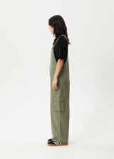AFENDS Womens Fraser - Utility Overall - Olive - Afends womens fraser   utility overall   olive