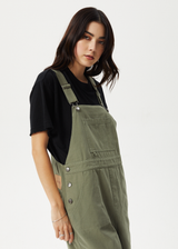 AFENDS Womens Fraser - Utility Overall - Olive - Afends womens fraser   utility overall   olive