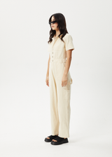 AFENDS Womens Mika - Workwear Jumpsuit - Sand - Afends womens mika   workwear jumpsuit   sand
