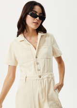 AFENDS Womens Mika - Workwear Jumpsuit - Sand - Afends womens mika   workwear jumpsuit   sand