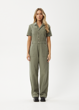 AFENDS Womens Mika - Canvas Jumpsuit - Olive - Afends womens mika   canvas jumpsuit   olive 