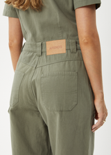 AFENDS Womens Mika - Canvas Jumpsuit - Olive - Afends womens mika   canvas jumpsuit   olive 