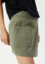 AFENDS Womens Fraser - Utility Mini Skirt - Olive - Afends womens fraser   utility mini skirt   olive 