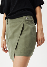 AFENDS Womens Fraser - Utility Mini Skirt - Olive - Afends womens fraser   utility mini skirt   olive 