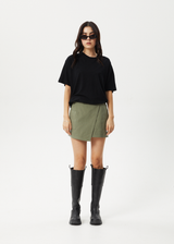 AFENDS Womens Fraser - Utility Mini Skirt - Olive - Afends womens fraser   utility mini skirt   olive 
