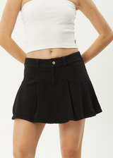 AFENDS Womens Mika - Pleat Mini Skirt - Black - Afends womens mika   pleat mini skirt   black 