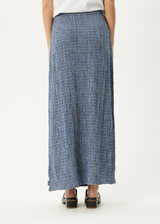 AFENDS Womens Shipwreck - Seersucker Maxi Skirt - Marlin - Afends womens shipwreck   seersucker maxi skirt   marlin