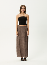 AFENDS Womens Hometown - Seersucker Maxi Skirt - Coffee - Afends womens hometown   seersucker maxi skirt   coffee