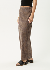 AFENDS Womens Hometown - Seersucker Maxi Skirt - Coffee - Afends womens hometown   seersucker maxi skirt   coffee