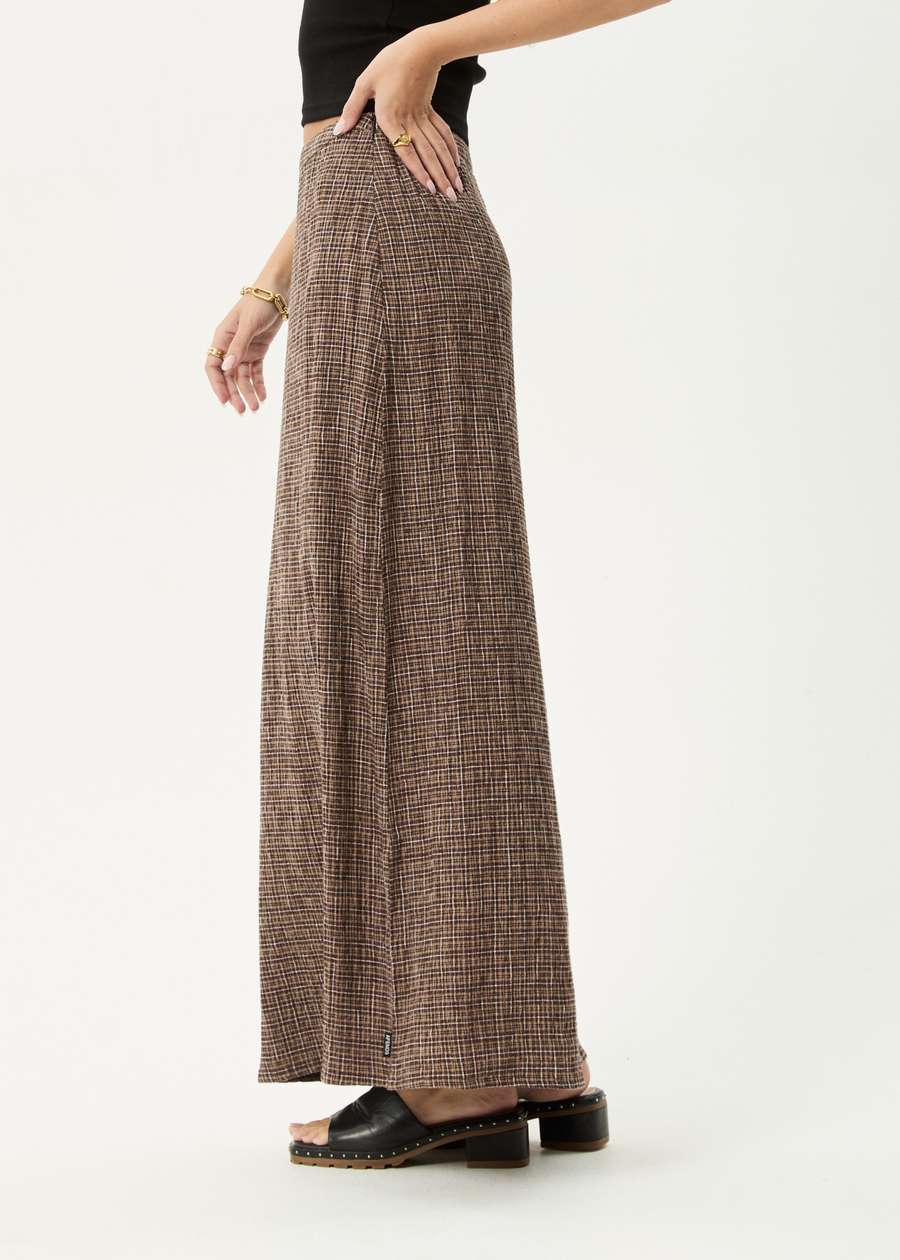 AFENDS Womens Hometown - Seersucker Maxi Skirt - Coffee