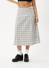 AFENDS Womens Leo - Seersucker Midi Skirt - Black / White - Afends womens leo   seersucker midi skirt   black / white