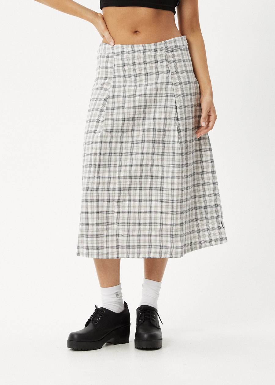 AFENDS Womens Leo - Seersucker Midi Skirt - Black / White