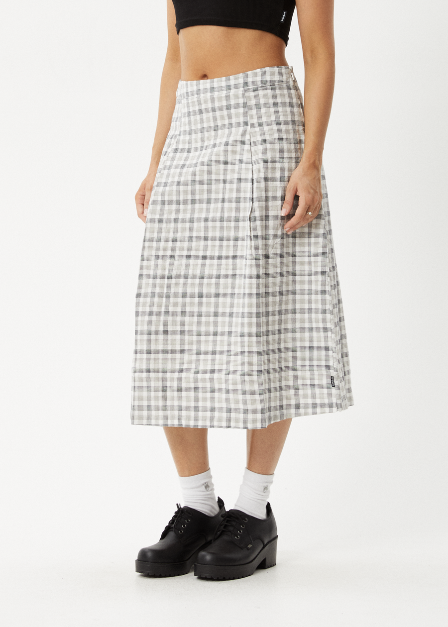 AFENDS Womens Leo - Seersucker Midi Skirt - Black / White