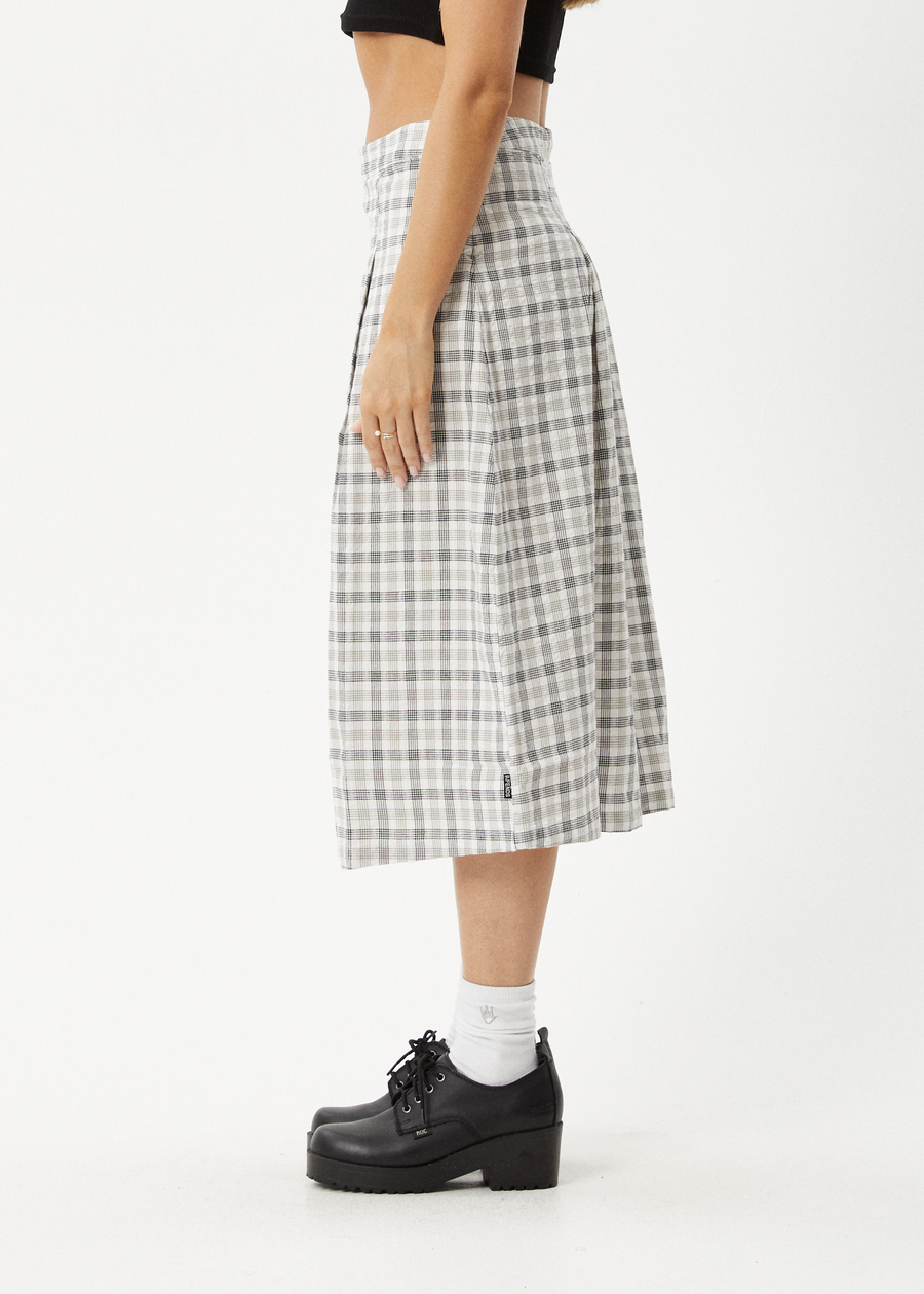 AFENDS Womens Leo - Seersucker Midi Skirt - Black / White
