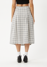 AFENDS Womens Leo - Seersucker Midi Skirt - Black / White - Afends womens leo   seersucker midi skirt   black / white