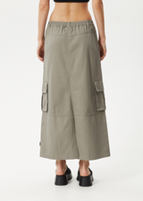 AFENDS Womens Tasman - Cargo Maxi Skirt - Grey Olive - Afends womens tasman   cargo maxi skirt   grey olive 