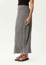 AFENDS Womens Asta Base - Seersucker Skirt - Steel Check - Afends womens asta base   seersucker skirt   steel check