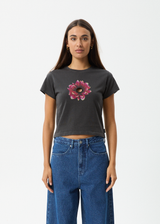 AFENDS Womens Keyhole - Baby Tee - Stone Black - Afends womens keyhole   baby tee   stone black