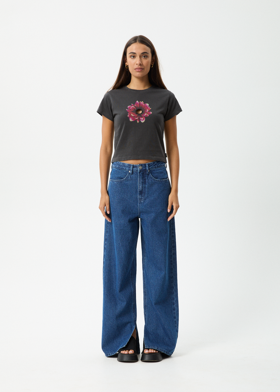 AFENDS Womens Keyhole - Baby Tee - Stone Black