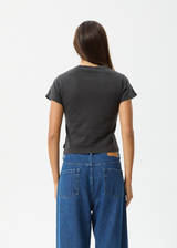 AFENDS Womens Keyhole - Baby Tee - Stone Black - Afends womens keyhole   baby tee   stone black