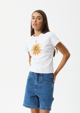 AFENDS Womens Keyhole - Baby Tee - White - Afends womens keyhole   baby tee   white