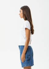 AFENDS Womens Keyhole - Baby Tee - White - Afends womens keyhole   baby tee   white