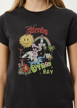 AFENDS Womens Greetings - Regular Tee - Stone Black - Afends womens greetings   regular tee   stone black