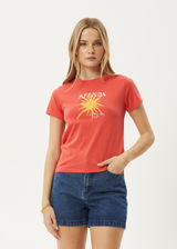 AFENDS Womens Sky High - Regular Tee - Washed Tomato - Afends womens sky high   regular tee   washed tomato