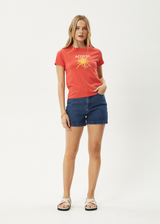 AFENDS Womens Sky High - Regular Tee - Washed Tomato - Afends womens sky high   regular tee   washed tomato