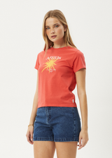 AFENDS Womens Sky High - Regular Tee - Washed Tomato - Afends womens sky high   regular tee   washed tomato