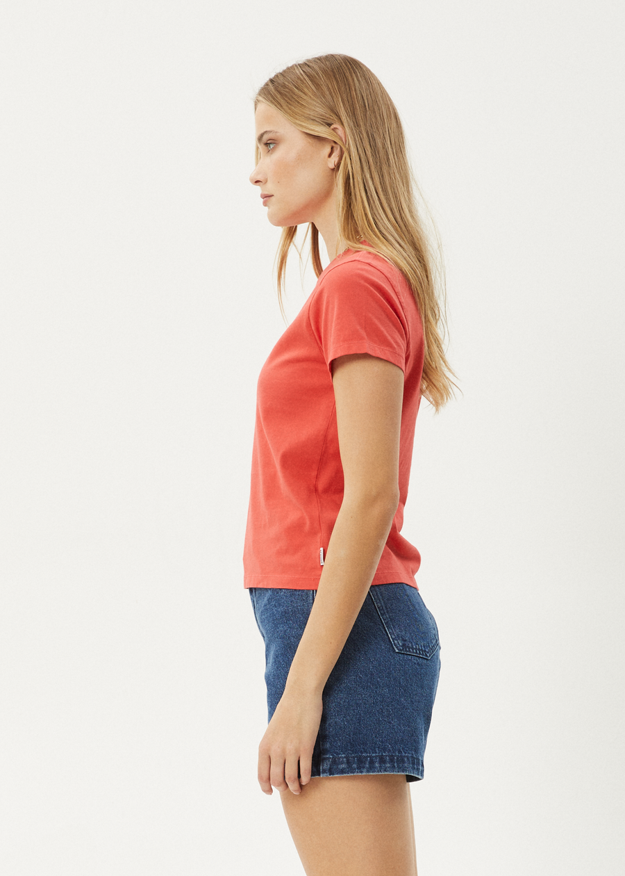 AFENDS Womens Sky High - Regular Tee - Washed Tomato