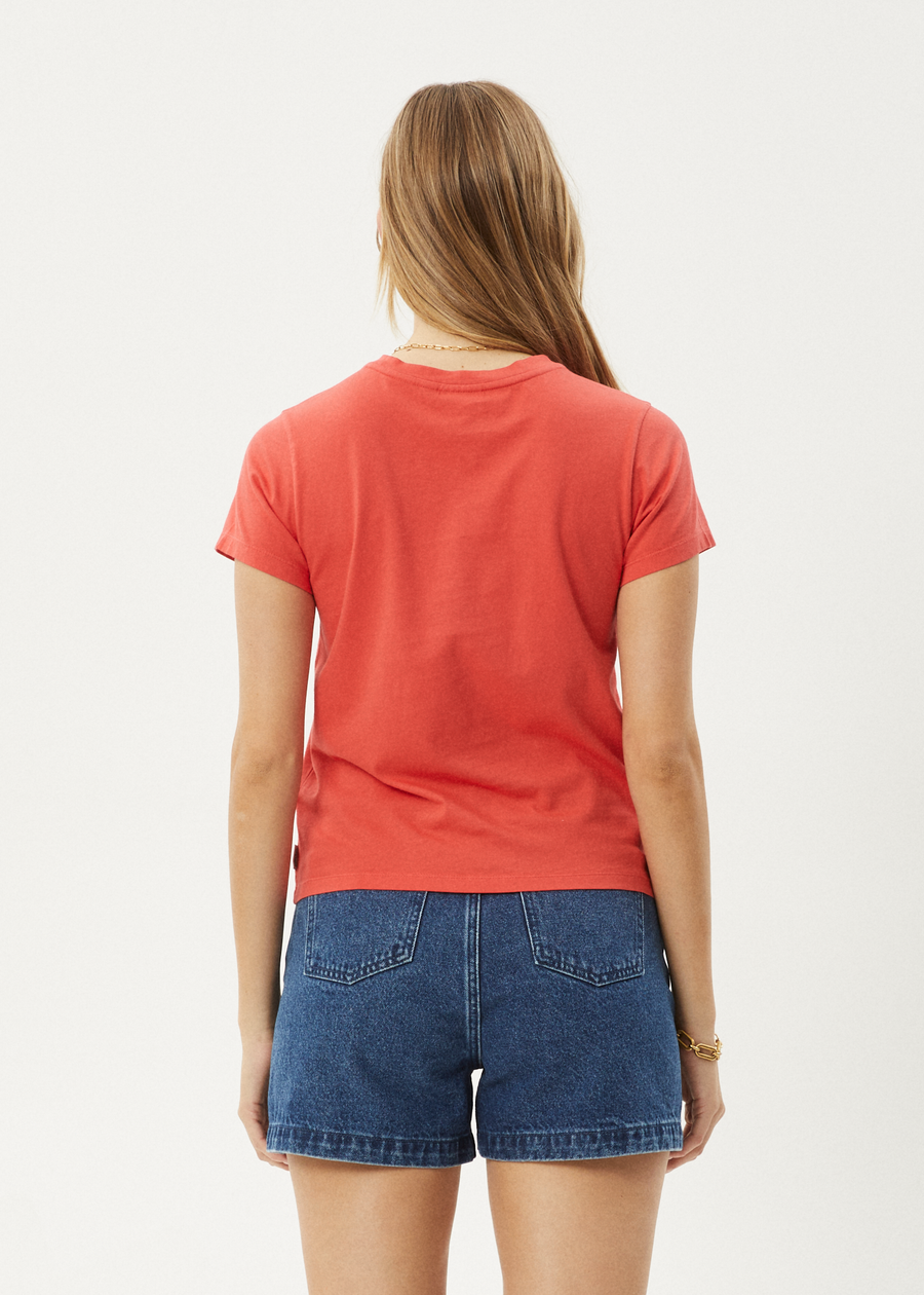AFENDS Womens Sky High - Regular Tee - Washed Tomato