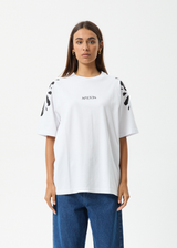 AFENDS Womens Dash - Oversized Raglan Tee - White - Afends womens dash   oversized raglan tee   white