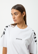 AFENDS Womens Dash - Oversized Raglan Tee - White - Afends womens dash   oversized raglan tee   white