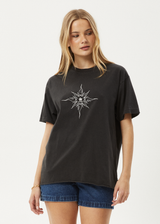 AFENDS Womens Sunny - Oversized Tee - Stone Black - Afends womens sunny   oversized tee   stone black